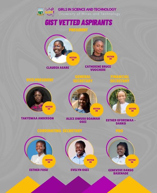 gist_umat's tweet image. GIRLS IN SCIENCE AND TECHNOLOGY, GIST UMaT
🟣🟡⚪🟣🟡⚪🟣🟡⚪🟣🟡⚪🟣🟡⚪
 ```OFFICE OF THE PUBLIC RELATIONS OFFICER``` 

🗳️DISPLAY OF ASPIRANTS🗳️

Get to know your aspirants for 2024/2025 elections 

Instagram:
instagram.com/gist_umat?igsh…