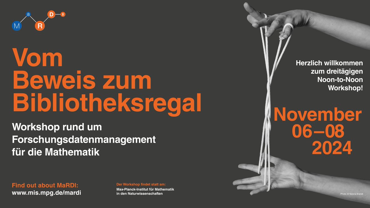 Die Registrierung für unseren Workshop "rund um Forschungsdatenmanagement für die Mathematik" ist geöffnet und wir freuen uns auf zahlreiches Anmelden und Mitgestalten: mis.mpg.de/mardi ^tb