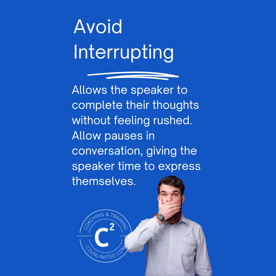 chriscoltran's tweet image. Avoid Interrupting - Allows the speaker to complete their thoughts without feeling rushed. Allow pauses in conversation, giving the speaker time to express themselves.
.
.
.
#Speaking #Business #Interrupting #Listening