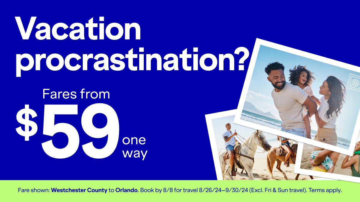 JetBlue's tweet photo. So many places, so little time. Squeeze in a late summer fling. Book now: https://t.co/T5V3XRRQ5e https://t.co/39cAV06TYk