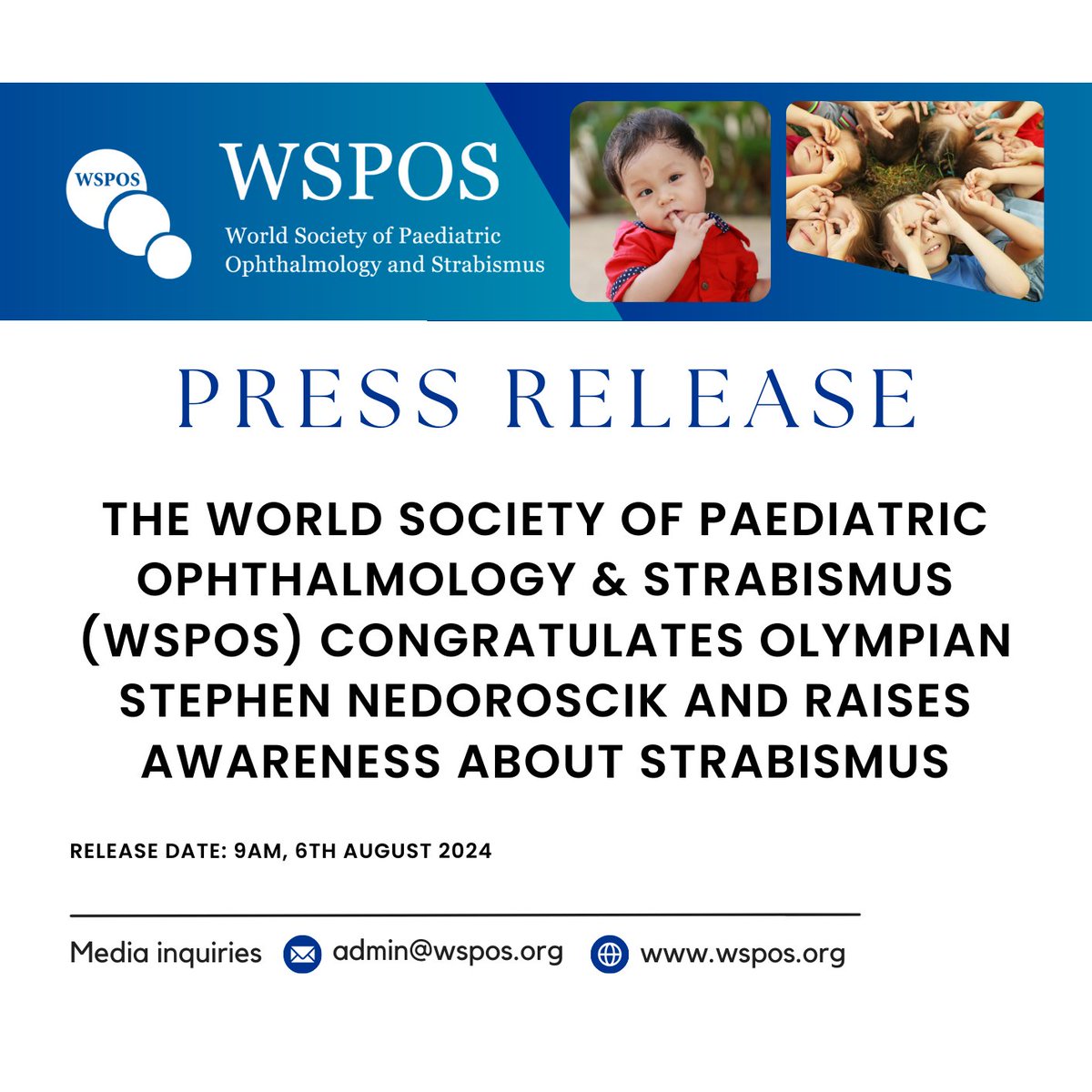 WSPOS's tweet photo. The World Society of Paediatric Ophthalmology &amp; Strabismus (WSPOS) is thrilled to congratulate Olympian #StephenNedoroscik on his outstanding achievements!  🥉 
🔗 Read the full press release here: https://t.co/OhnNDihOUG
👁️Find out more about #WSPOS here: https://t.co/nPw37DZk19 https://t.co/PXETnXJZ5G