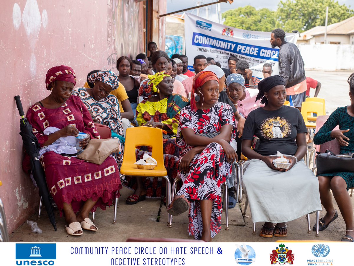PeaceHubGMB's tweet photo. With support from @UNPeacebuilding through @UNESCO_Dakar, we kickstart our Community Peace Circle across the 7 regions of The Gambia, starting in Banjul, under the theme "Addressing Hate Speech and Negative Stereotypes for Peace."
#GMBYouthForPeace #DeliveringForTheGambia https://t.co/6jYlPkcTNR
