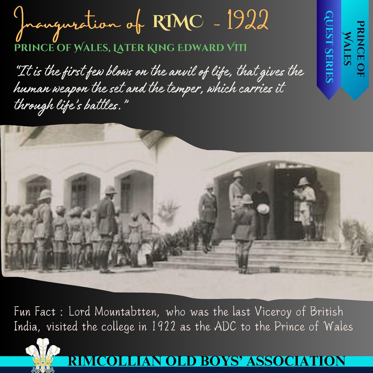 The first visit to #RIMC by Prince of Wales