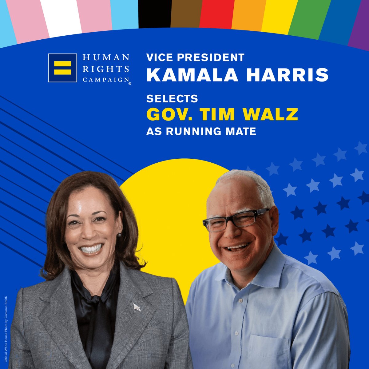 NEW: VP Kamala Harris has chosen MN Gov. Tim Walz as her VP. From advising a gay-straight alliance as a teacher to banning “conversion therapy” as governor, Walz has been a lifelong champion of LGBTQ+ rights.

VP Harris and Gov. Walz will fight for equality and justice for ALL.