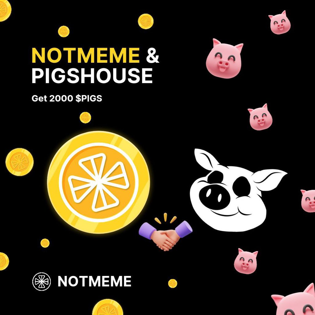 Hroo, hroo PIGS 🐷

Generous NOTMEME found 2000 $PIGS for you

👉 Go to t.me/PigshouseBot/P…
➡️ Open Tasks
➡️ Click Notmeme
➡️ Claim rewards

👉 Go to PigsHouse and get your 2000 $PIGS reward 🪙

Hidden opportunities await - <a href="/notmeme_app/">NOTMEME Agent AI</a> knows the secret to finding them