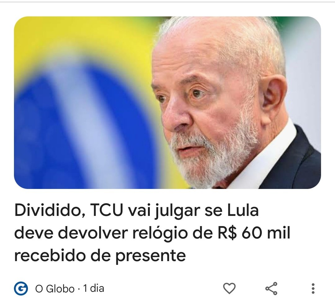 SantBarcellos's tweet photo. E LULA NÃO VENDEU VIU: "o parecer dos técnicos da corte de contas, Lula ñ deve ser obrigado devolver peça pq, na época [...], ñ havia ainda a regra q diz q o presidente da República só pode levar p/ casa após o final do mandato os chamados "itens personalíssimos"- d baixo valor. https://t.co/OFwRQ9hNYS