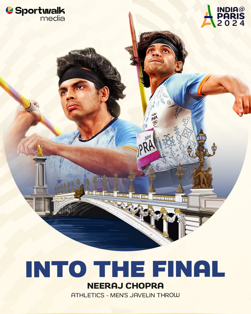 #NeerajChopra
#ParisOlympics2024 
 89.34 in throw 1.

Neeraj Chopra qualifies for the final on his first attempt!