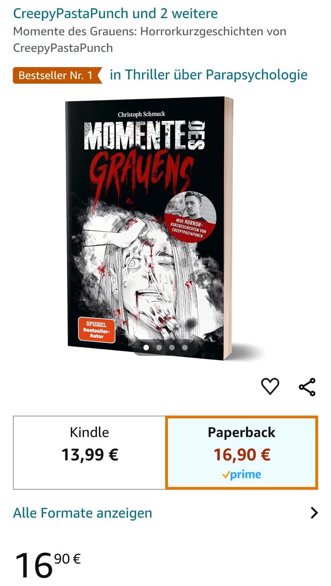 Es ist soweit!!! 

Man kann nun auch mein zweites Buch "Momente des Grauens" vorbestellen!!! Ich bin so hyped xD 

15 gruselige Horror-Kurzgeschichten, alle von mir geschrieben. 

Wenn ihr Lust auf Horror habt oder mich unterstützen wollt: 
amazon.de/Momente-Grauen…