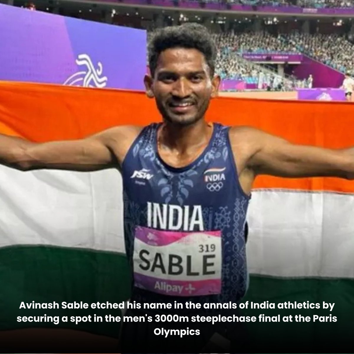 2100chandrakant's tweet photo. It was a magnificent run yesterday. Led the laps in the first couple, kept pace with the leader's group, and eventually qualified for the finals. What a powerful performance by Avinash Sable. The entire Nation is proud of you.

Jai Hind!

#parisolympics #avinash #cheer4bharat https://t.co/CMN3NXHlYi