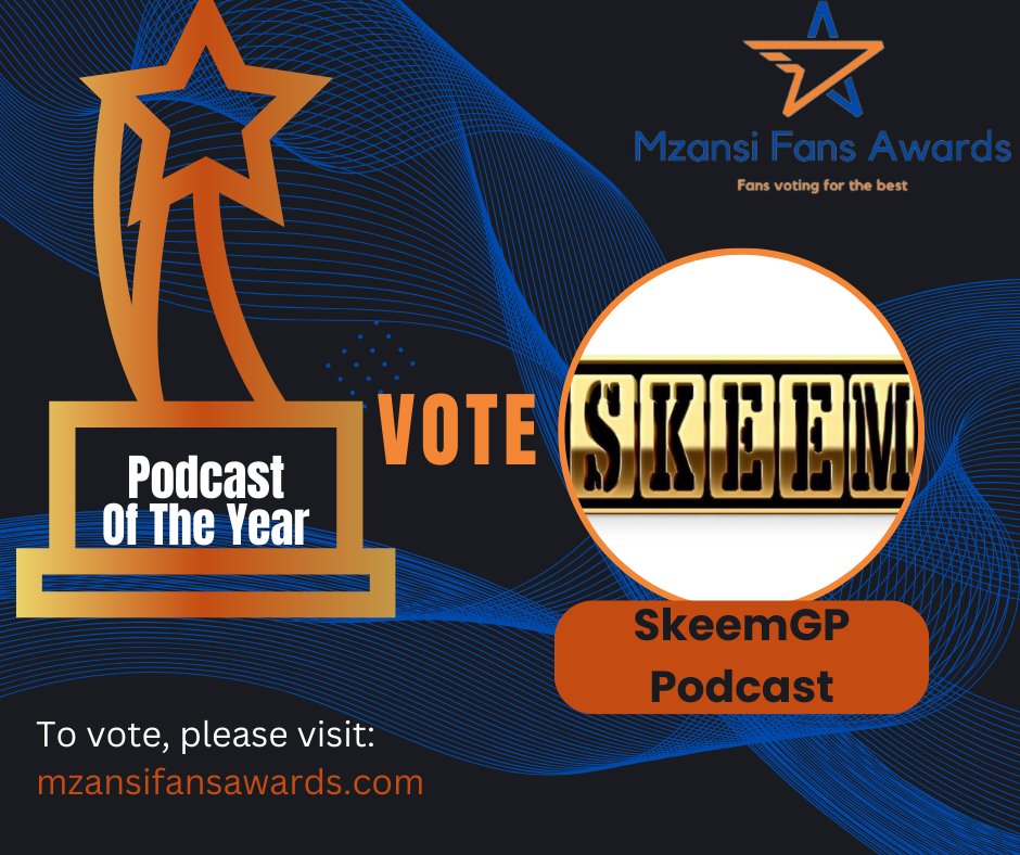 fans_mzansi's tweet photo. Ladies and gentlemen, our first podcast nominee @SkeemGp_SA. @SkeemGp_SA is one of the leading podcasts in Africa with more than 120 000 subs on YouTube. https://t.co/P8hIxSI1Rn