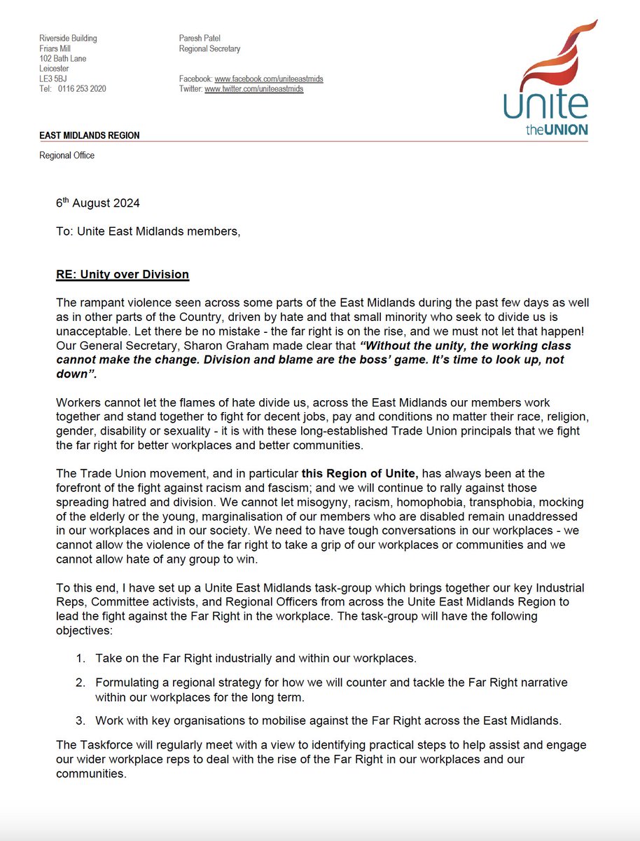 Unite East Midlands tweet media