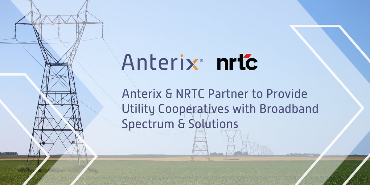 Anterix_Inc's tweet photo. Anterix announced that it has partnered with @NRTConnect to make available Anterix’s #900MHz wireless network solutions to 1,500+ rural electric cooperatives across the nation. More: https://t.co/xwKZcH1Kts https://t.co/jAiQHVRMHc