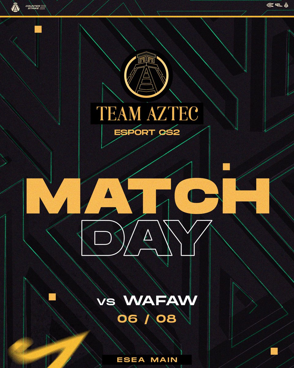 play_Aztec's tweet photo. 🟡#MATCHDAY⚫️
Rendez-vous à 21h sur le stream de @NAGU_FR pour supporter l'équipe ! ✊
🆚#WAFAW
⏰21h00
📺ttv/NAGU_FR
Go chercher le 4-3 ce soir les mecs @AceleleCS2 @ImVaal_ @Sye_Cs @Rainn_420 @m0nstrGG ! ✨
#TeamAztec https://t.co/Bc8o2dHbbc