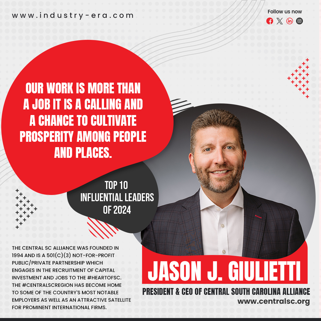 Jason J. Giulietti, #president &amp; #ceo of Central South Carolina Alliance
#scalliance #partnership #recruitment #capitalinvestment #jobs #HeartofSC #CentralSCRegion #employers #attractive #satellite #internationalfirms
industry-era.com/Jason-J-Giulie…