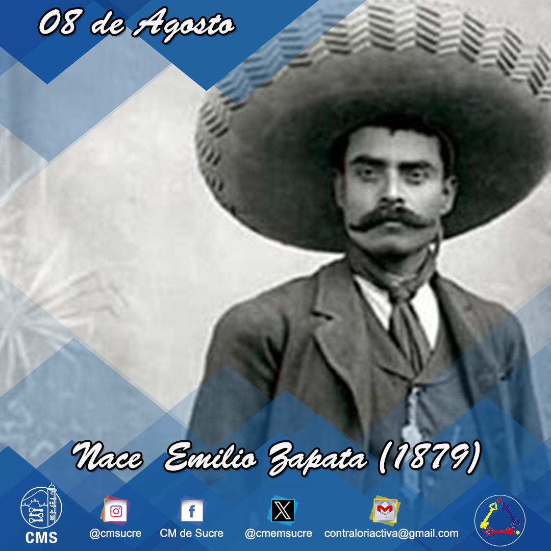 #Efemérides El #8Agos de 1879 nace Emiliano Zapata, mejor conocido como “El Caudillo del Sur”. Fue un campesino y militar mexicano que participó en la Revolución mexicana como comandante del Ejército Libertador del Sur.
#FelizJueves
#CMS