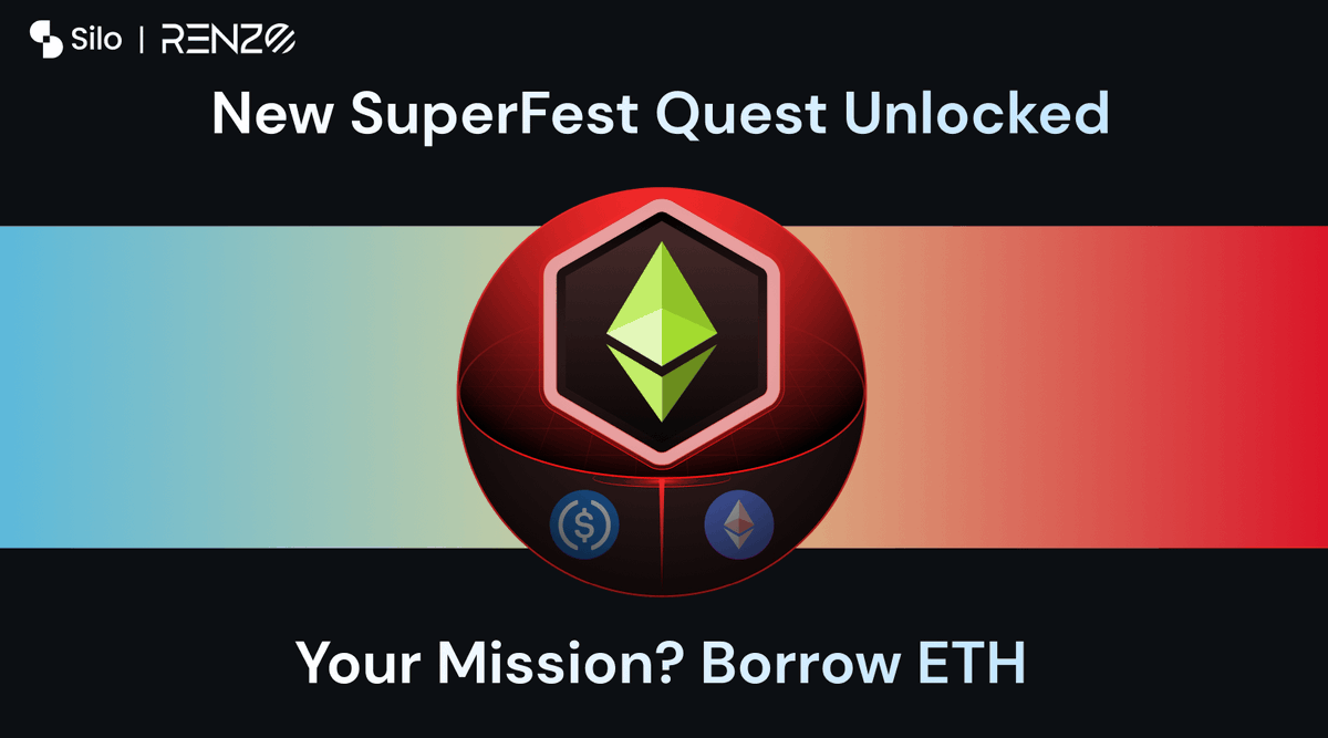 SiloFinance's tweet photo. A new Silo x Renzo SuperFest quest has been unlocked, with ezETH holders now receiving OP when borrowing ETH.

Note that this is on top of your standard staking rewards, boosted ezPoints, and OP from your ezETH position.
👇