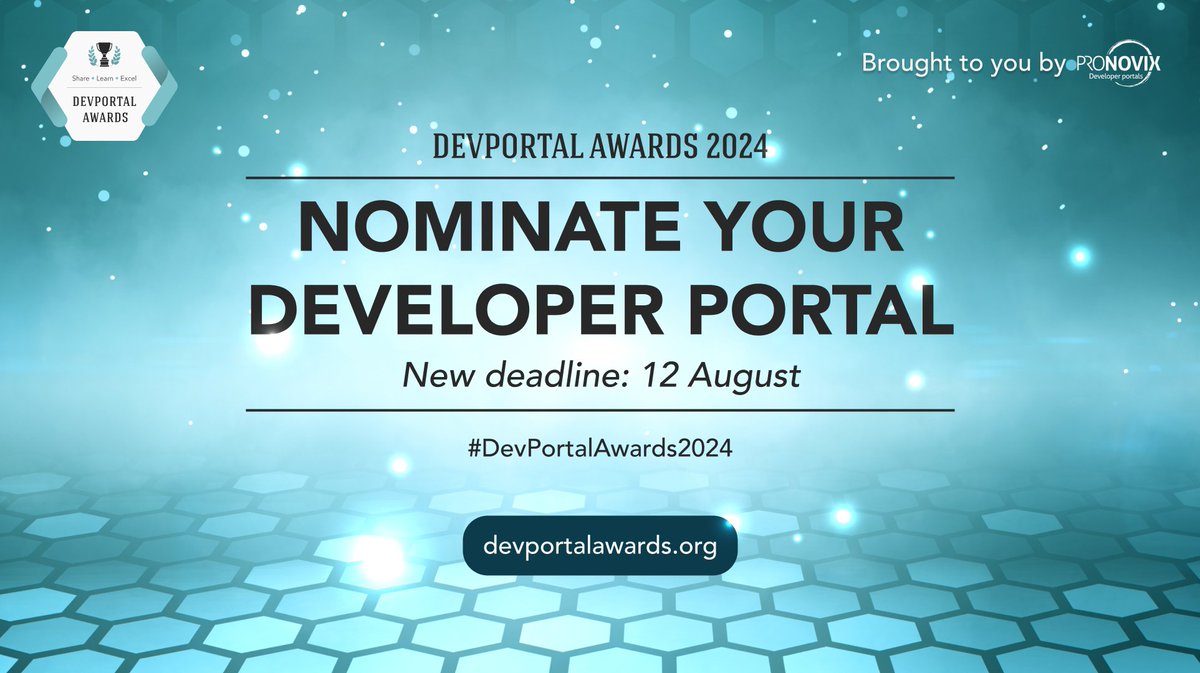 DevportalAwards's tweet image. NEW DEADLINE❣️
As we received many inquiries in the past few days, we've decided to extend the nominations phase with a few more days 🎉
This is the last chance — no extensions after August 12!
Don't miss this opportunity 🧵
#DevPortalAwards2024 #TechAward #APIdocumentation