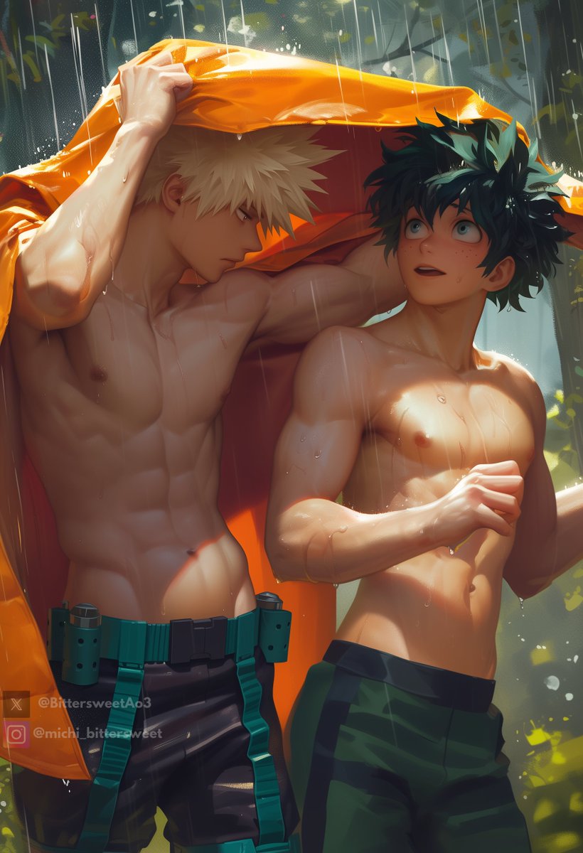michi_aiart's tweet photo. #BKDK #MidoriyaIzuku #KatsukiBakugo 
Sharing Shelter 🌧️☔️ https://t.co/wKNDuPih4b