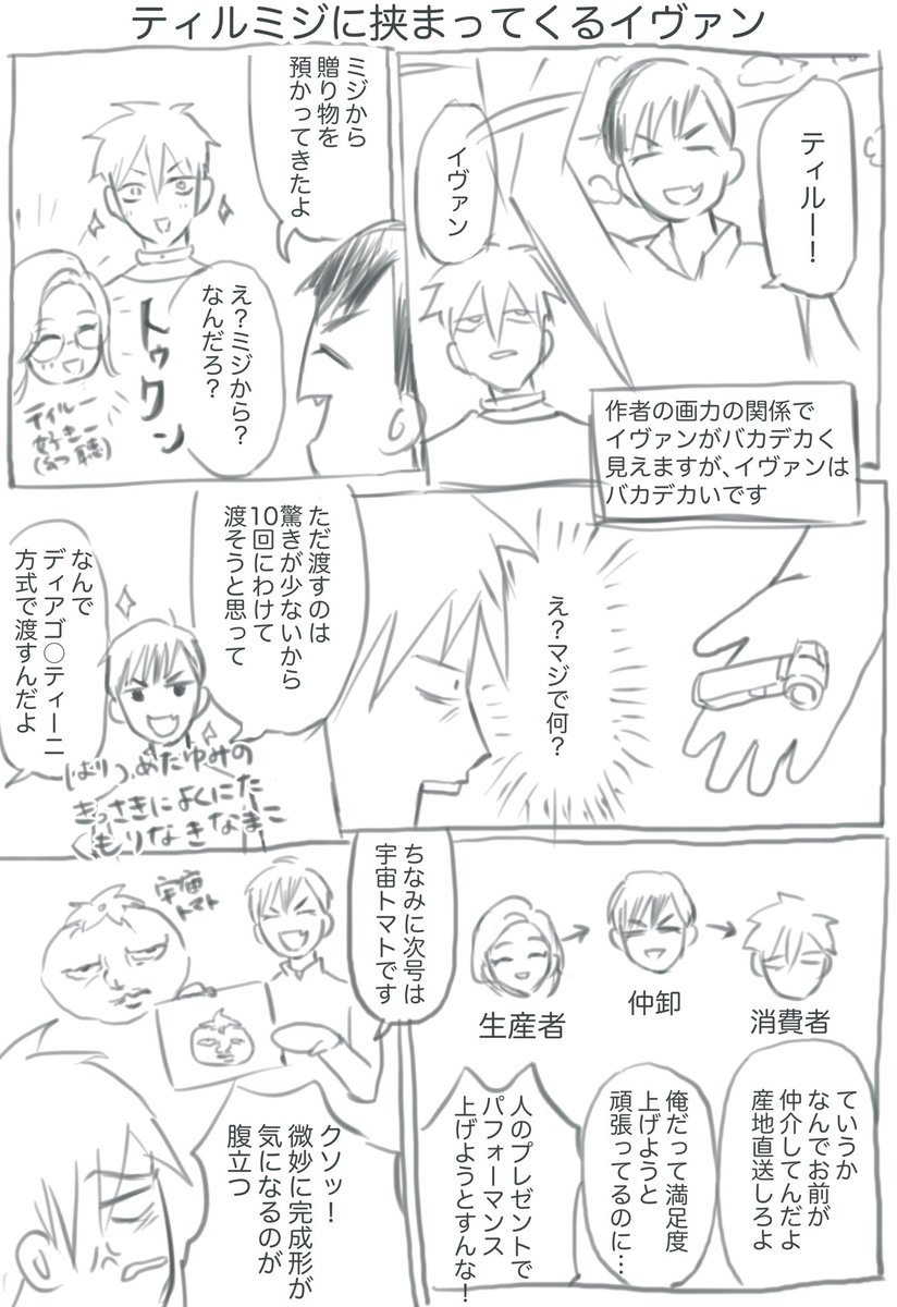 マロを貰ったティルミジに挟まるイヴァンです #ivantill