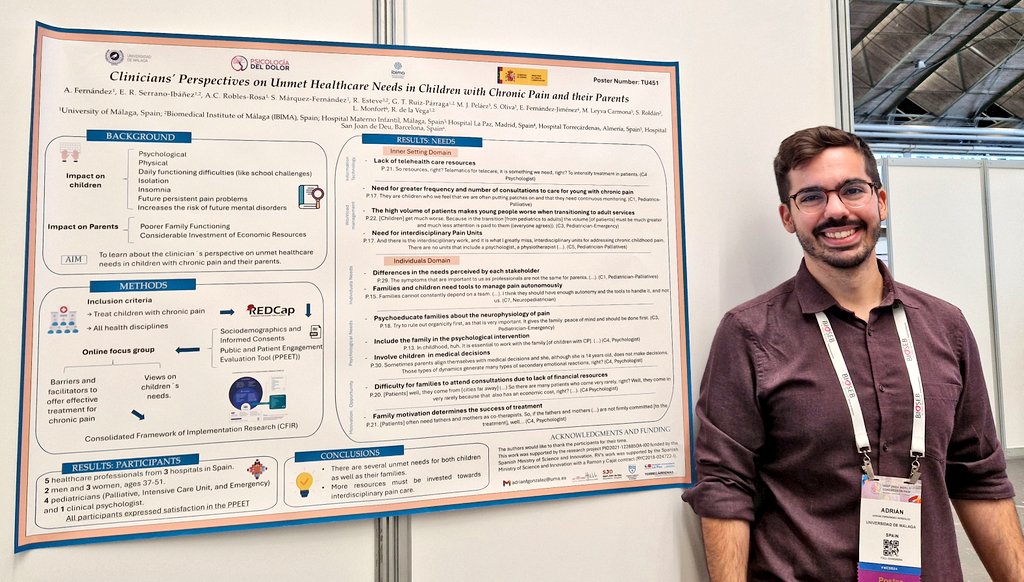 Rocío de la Vega (@rocio_dela_vega) on Twitter photo 🤩 So proud of seeing <a href="/adrianfgpsico/">Adrián Fernández González</a> presenting his first poster at #WC2024 about Phase 1 of our #DigitalSPA project. Come to board 451 and learn about challenges in #pediatricpain in Spain.
PS. He is new here, consider following and connecting with him! 🤓 #earlycareer 🤩 So proud of seeing <a href="/adrianfgpsico/">Adrián Fernández González</a> presenting his first poster at #WC2024 about Phase 1 of our #DigitalSPA project. Come to board 451 and learn about challenges in #pediatricpain in Spain.
PS. He is new here, consider following and connecting with him! 🤓 #earlycareer