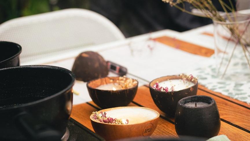 Candle Making Workshop by @lostandfoundgh hosted at Kukun. Using sustainably sourced coconut shells, participants make candles in this is a fun 3 hour activity where you can take a candle home at the end! Follow for details about the next workshop!