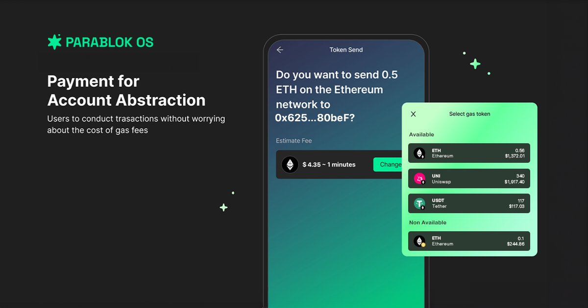 ParablokOS's tweet photo. Say goodbye to gas fee woes, and hello to smooth #crypto flows! 💥

💰 With #Parablok, pay your way, with any token—night or day.

No more scrambling for native fees, just hassle-free #trading with ease. https://t.co/y66efLZnJH