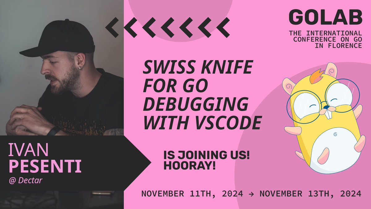 GoLab (@golab_conf) on Twitter photo 🔧 Thrilled to announce Ivan Pesenti at #GoLab2024! Discover the ultimate "Swiss knife for Go debugging with VSCode." Learn to master debugging in Visual Studio Code with just a few tweaks.
Don't miss out! 🐹✨
👉 golab.io/speakers/pesen…
#GoLang #TechConference <a href="/ossandev/">ivan-pesenti</a> 🔧 Thrilled to announce Ivan Pesenti at #GoLab2024! Discover the ultimate "Swiss knife for Go debugging with VSCode." Learn to master debugging in Visual Studio Code with just a few tweaks.
Don't miss out! 🐹✨
👉 golab.io/speakers/pesen…
#GoLang #TechConference <a href="/ossandev/">ivan-pesenti</a>