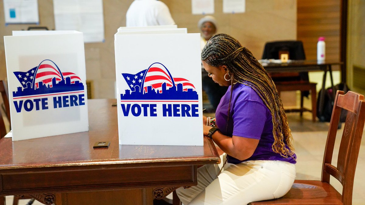CoriBush's tweet photo. Go vote, St. Louis! Find your polling place here: https://t.co/V2B8YOcbKg https://t.co/iSfzN329CX