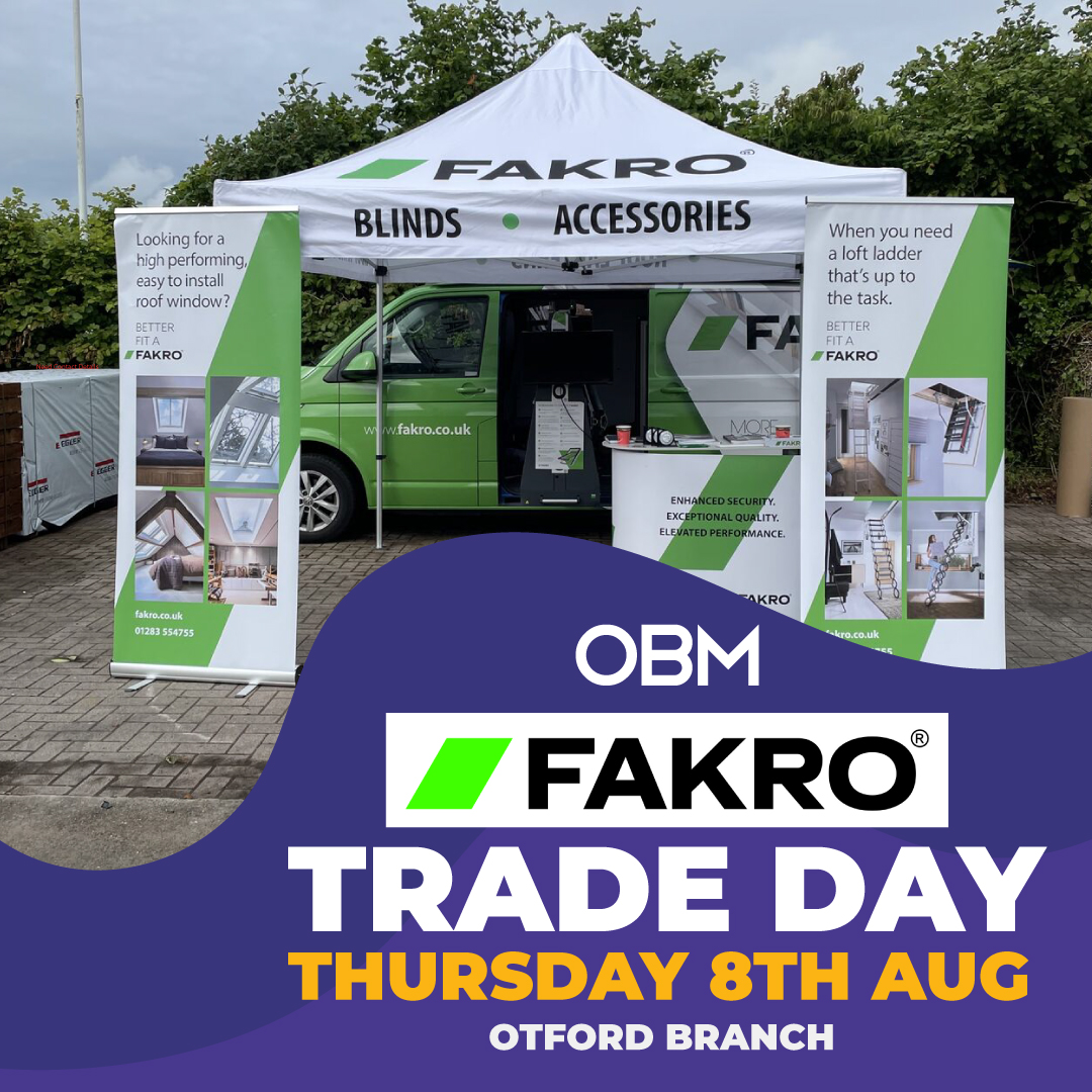 🟣 Get down to our Otford branch this Thursday for our <a href="/fakrogb/">FAKRO GB</a> trade day!

👉 We'll be having a Q&amp;A session with Kevin from the Fakro team, to answer all of your roof window and loft ladder questions!

#obm #tradeday #fakro #construction #buildersmerchant #roofwindow #loftladder