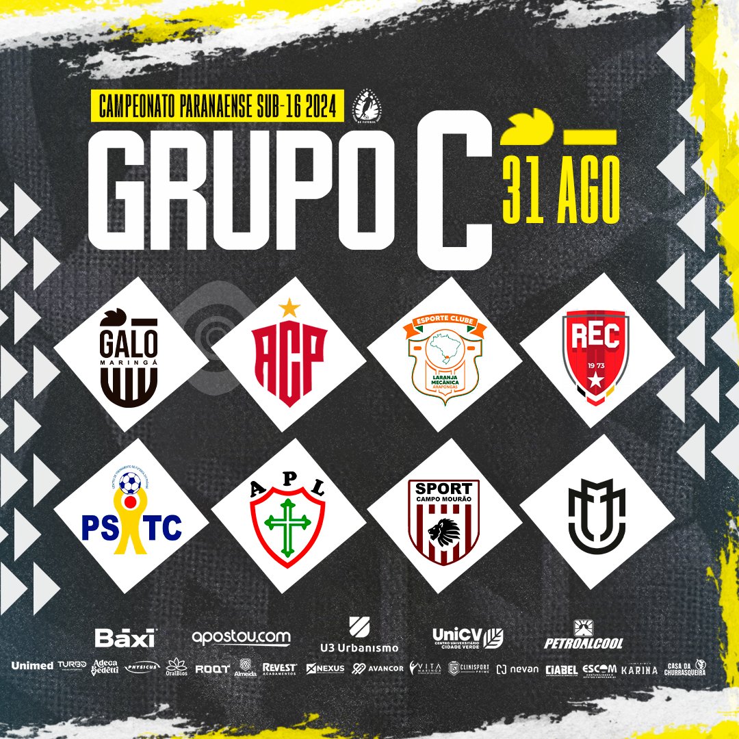 ogalomaringa's tweet photo. Em agosto tem a disputa do paranaense sub-16 e o Galo Maringá está confirmado na competição.

E o nosso grupo já está definido. Estamos no grupo C.

A competição tem início no dia 31 de agosto com jogos de turno único.

Vamos em busca de mais uma ótima campanha no estadual. https://t.co/uQQvzFbMjX