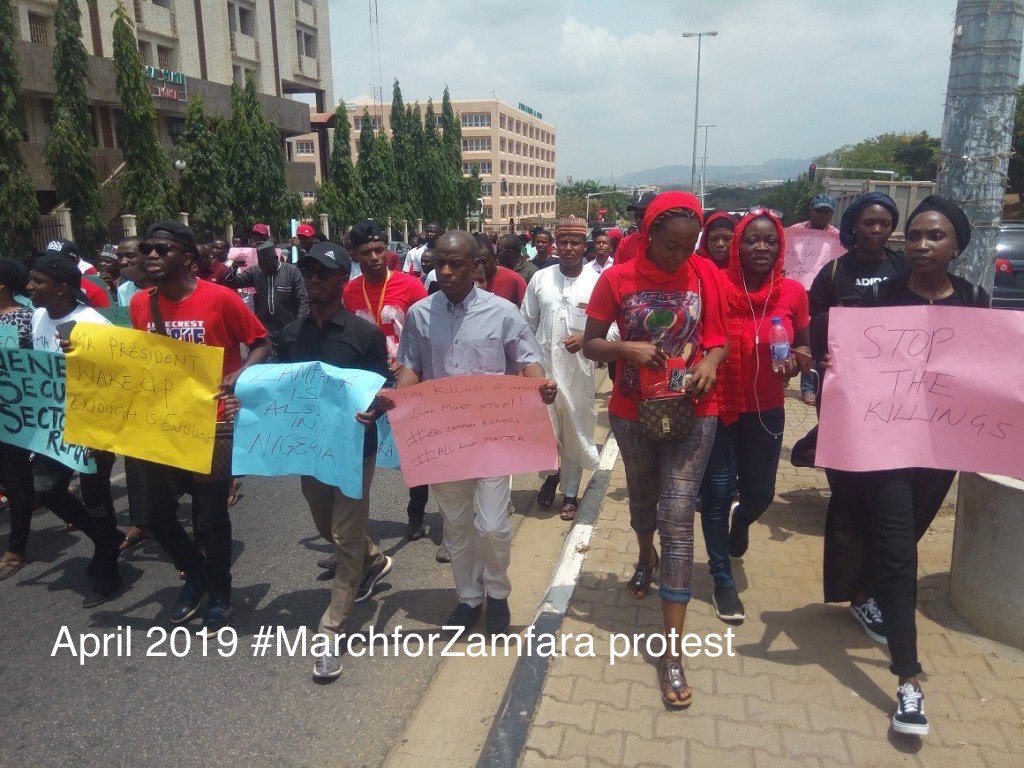 JaafarSJaafar's tweet photo. It is unfair to drape the ongoing hunger protest in Nigeria with ethnic cloth. Inflation and hunger are national phenomena not sectional. Today, Nigeria is not only facing hunger but famine. Garri is not cheaper at Ajah or Bodija market than it is at Dawanau or Baga market. 

That the Northerners did not stage protest against Buhari is false. In April 2019, Northerners staged the #MarchforZamfara protests against banditry and kidnappings in some cities.