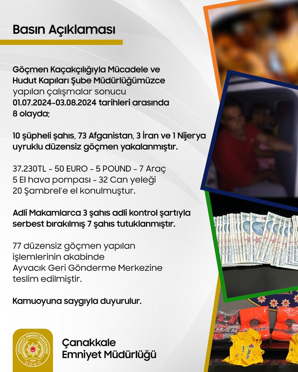 🔔 Basın Açıklaması 

🔗 Düzensiz Göçmen Yakalanması

🔘 <a href="/gocmenhudut/">Göçmen Kaçakçılığıyla Mücadele Hudut Kapıları DB</a>