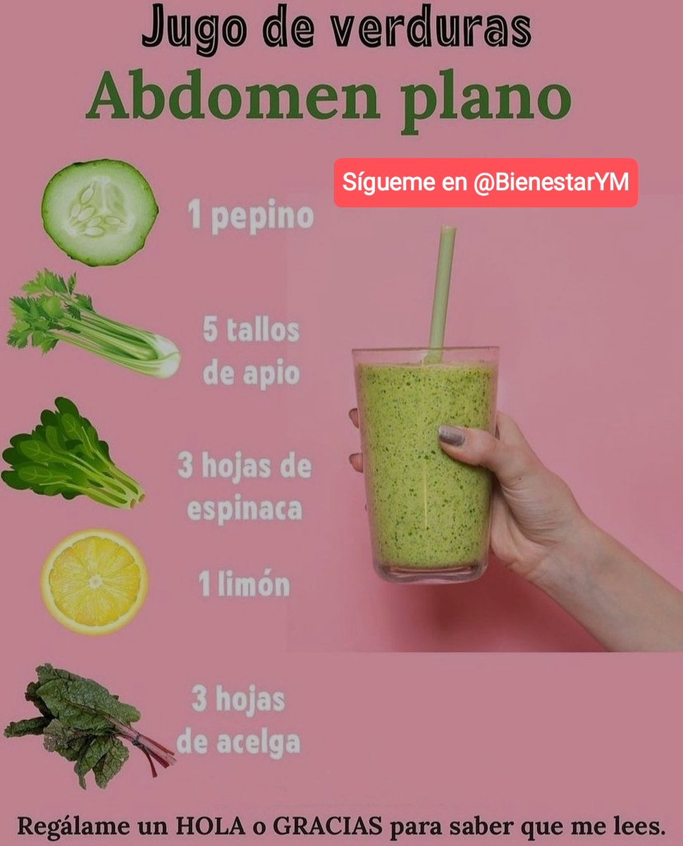 BienestarYM's tweet photo. ✨💫🌿☀️Tip Saludable☀️🌿💫✨

Jugo de verduras Abdomen plano

*Regálame un Hola si me lees* https://t.co/1OOTDpTFPp