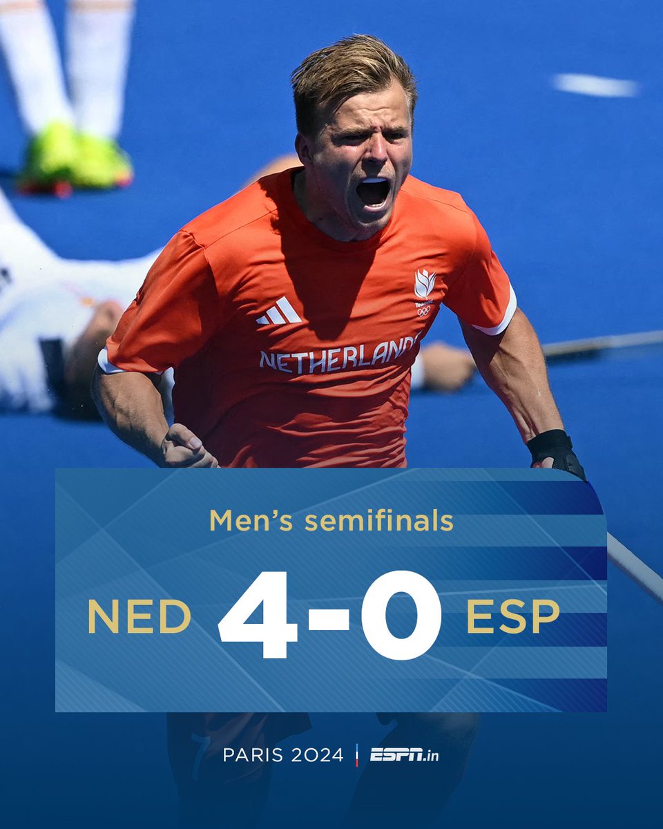 ESPNIndia's tweet photo. Netherlands crush Spain to reach the finals 🔥 🇳🇱 

They will now meet the winner of India vs Germany https://t.co/q7Mob5TiVZ