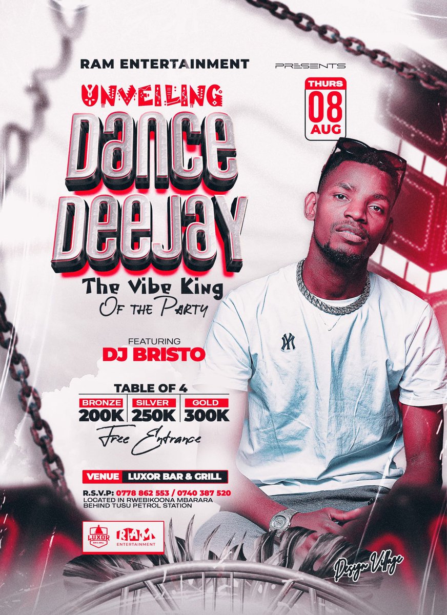 One of the hardest dj'z from mbarara @DeejayBristo1 will perform live at the #UnveilingDanceDj This thursday
All roads lead to @LuxorBarMbra  💨