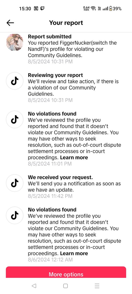 xsweatersx's tweet photo. Hey @tiktok_us mind explaining why the appeal function on reports does not send the report to a real person? Or are you actually really truly no cap telling me this user's nickname is fine to allow on your platform? https://t.co/LssHxkJXws