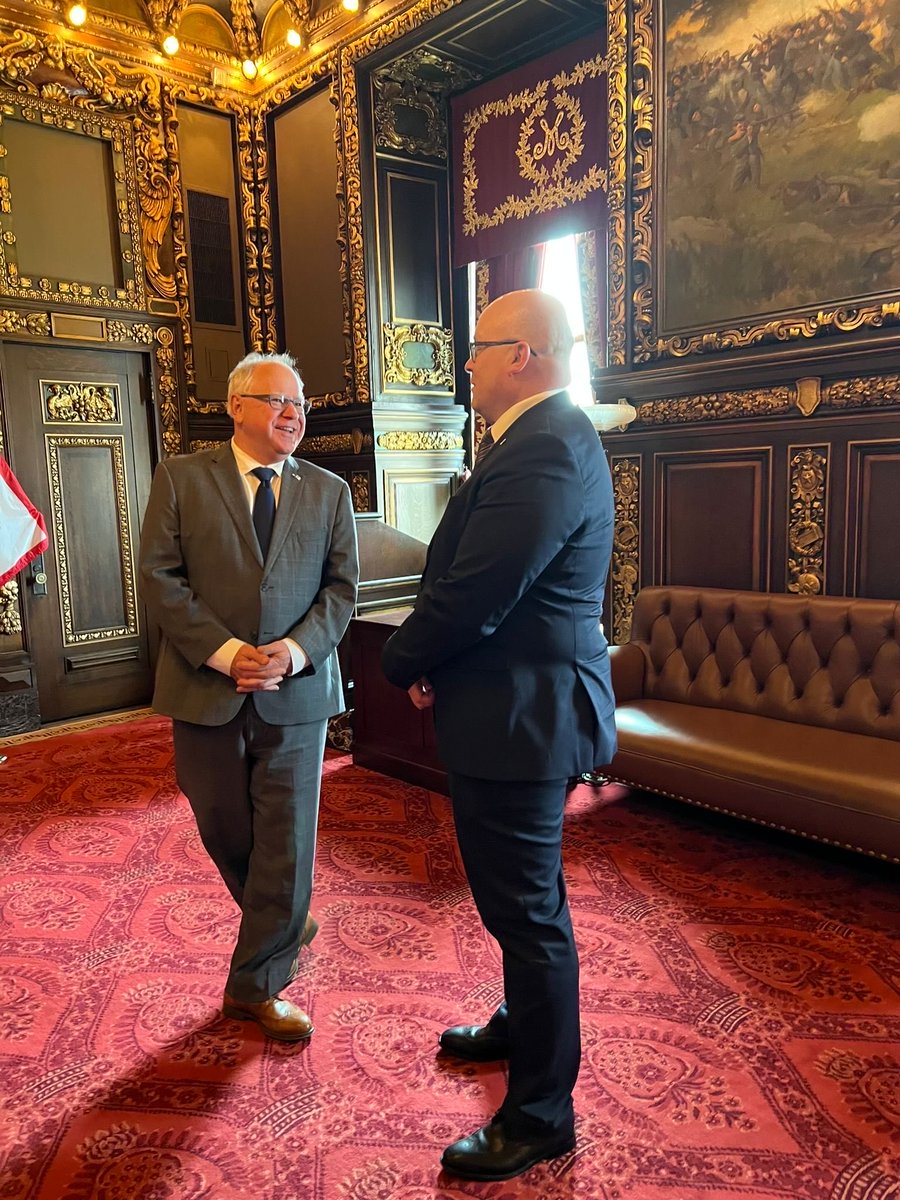 FINambUS's tweet photo. Congratulations to @GovTimWalz for becoming a VP candidate. Our relations with Minnesota have strengthened greatly with him as Governor. https://t.co/gBzATr5Z4B