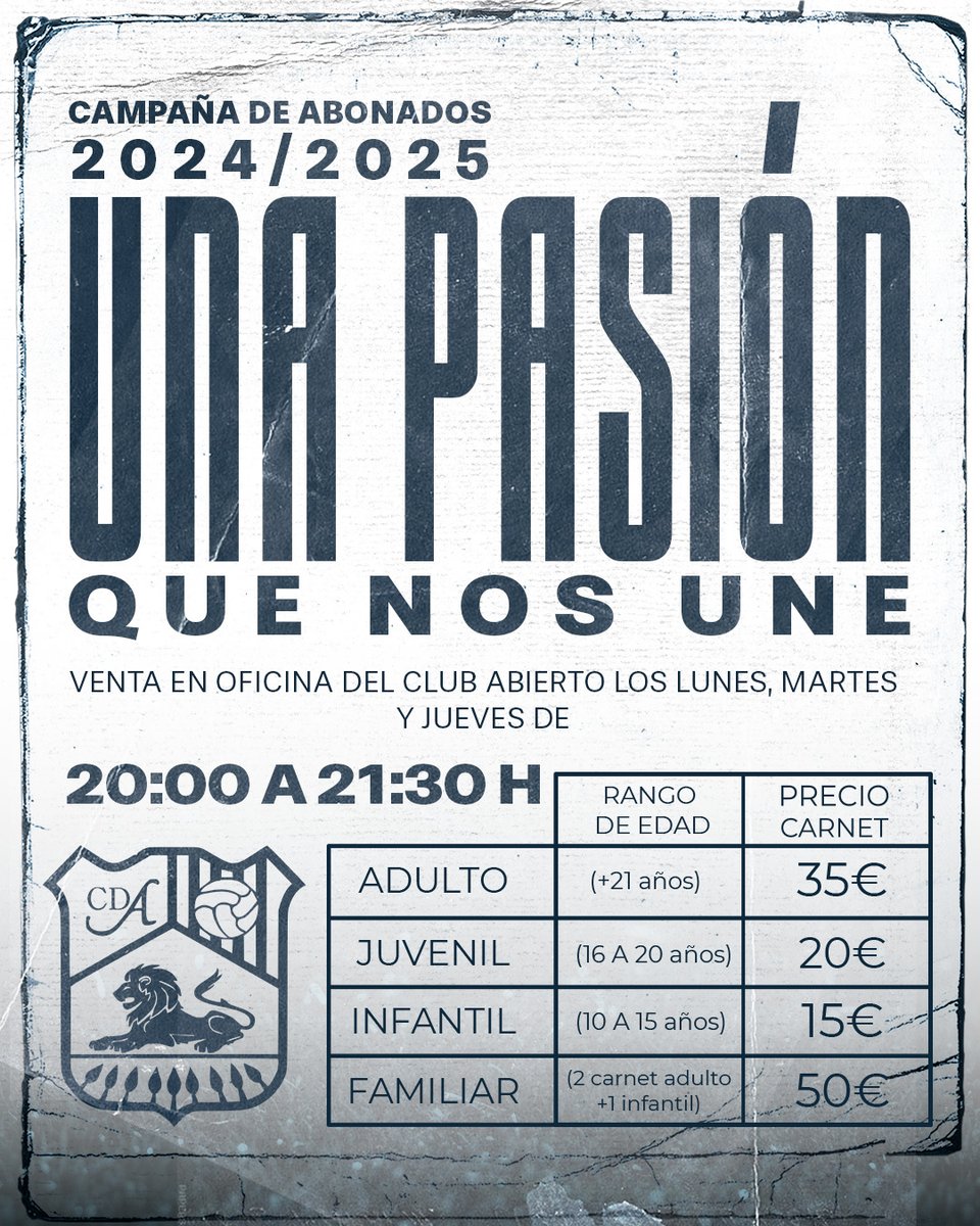 ArahalTN's tweet image. #DeportesArahal ⚽ 

Comienza la campaña de abonos del Club Deportivo Arahal Balompié para la temporada 2024/2025, bajo el lema "UNA PASIÓN QUE NOS UNE". 

No lo dudes y, abónate al equipo de tu pueblo. 

ℹ️ Más información en el cartel y el código QR adjuntos: