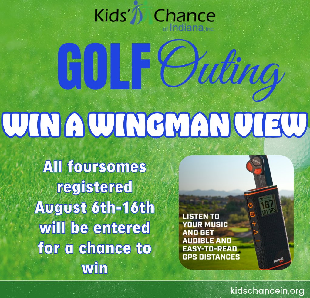 KidsChanceIN's tweet photo. Register a foursome between August 6-16 to win a Bushnell Wingman GPS/Speaker! https://t.co/nlCYt3Erxj https://t.co/gbICMtyTfu