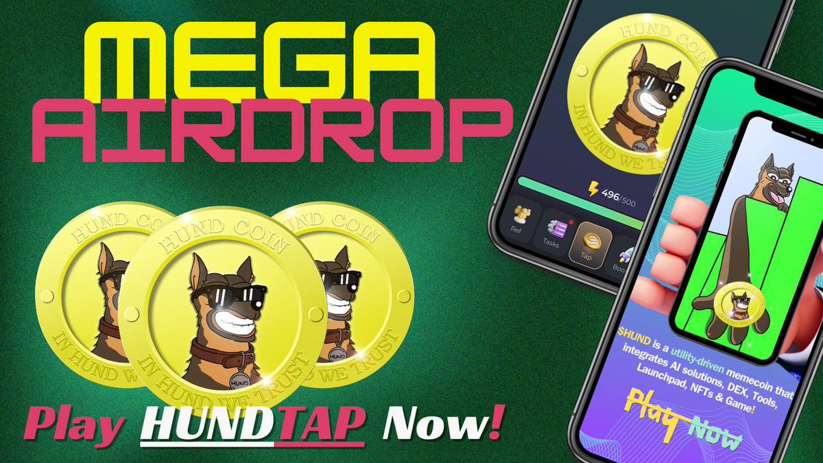We're excited to introduce HUNDTAP!

👇Join the Tap2Earn Game on Telegram:

t.me/HUNDTAPbot

t.me/hundtapnews

👉 Tap to earn $HUND and grow your account

👉 Complete tasks, invite friends, and join channels

👉Monthly Challenges with prizes

👉 Earn $HUND and
