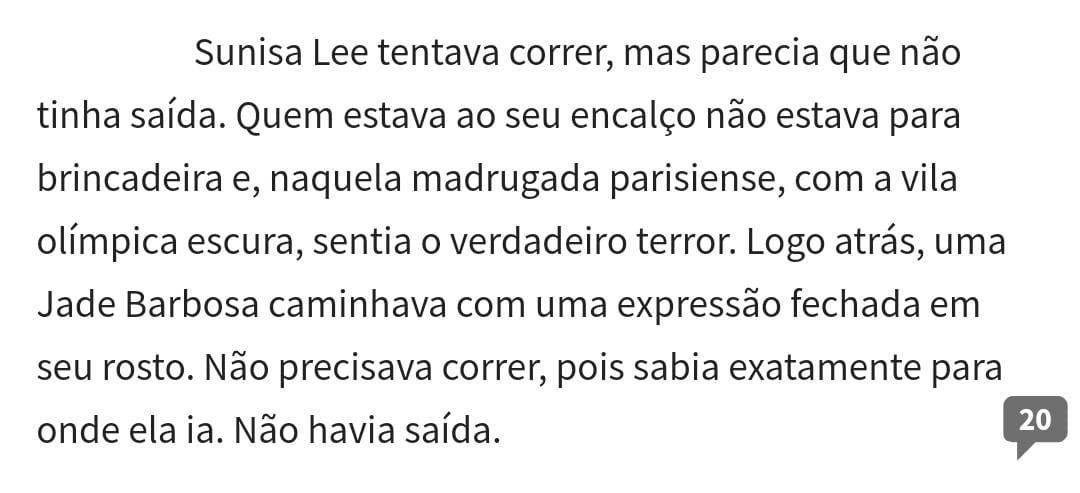 nydndr's tweet photo. vocês acha que fanfic é sobre hot, mas nessa mesma fanfic, eu tô tem 10 minutos rindo sem parar da jade barbosa perseguindo a sunisa lee pelas ruas de paris https://t.co/sqXgmRDPLO
