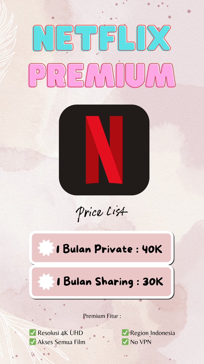 ayuw1533's tweet photo. buat kamu rebahan #Netflix #netflixpremium #langganannetflix https://t.co/yF8aqhyFVZ