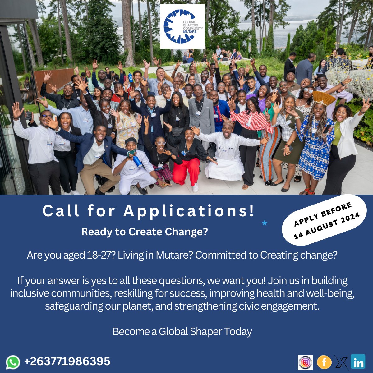 Are you aged 18-27? Living in Mutare? Committed to Creating change?

If your answer is yes to all these questions, we want you! Join us in building inclusive communities.
Become a Global Shaper Today

Apply here: forms.gle/QRiAcFgFrLookZ…
#GlobalShapersCommunity #mutare #Impact2024