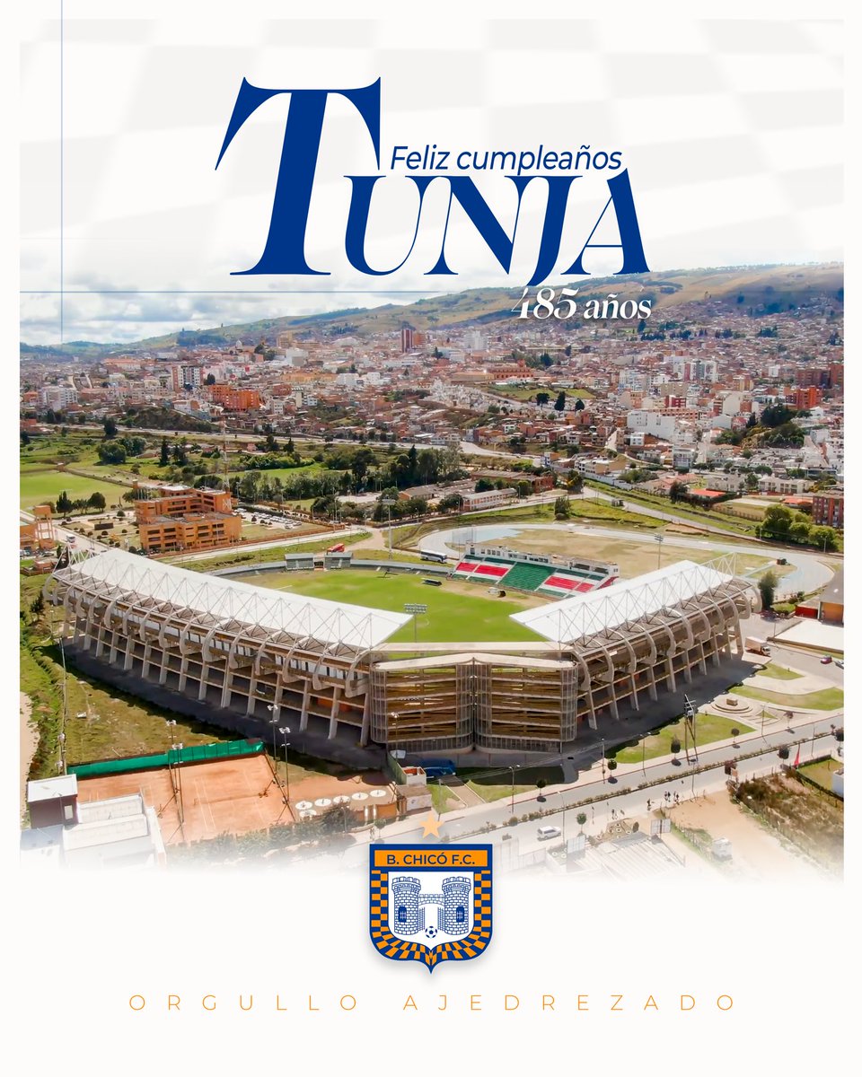 BCHICOFCOFICIAL's tweet photo. 🎈🎁 ¡Feliz Cumpleaños Tunja!🎂🥳

Felices 485 años a nuestro casa 🏟️ Gracias por acogernos ⚽️ y por ser el hogar de nuestra familia ajedrezada 💙🧡 https://t.co/WfnODd6qkY