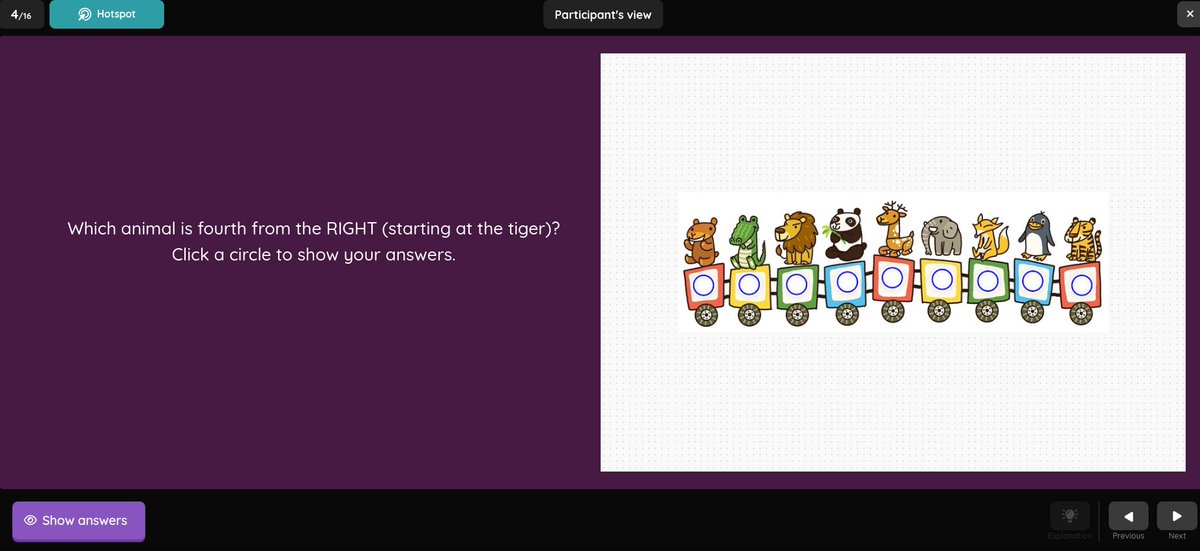 MsInnerfield's tweet image. Using @Quizizz with @HCSFLEx First Graders:

Hot Spot Example 2 (Math: Ordinal Numbers)

@AlanaColabella #youcanwithquizizz #virtuallearning