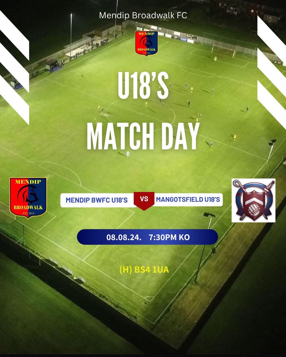 MendipBroadwalk's tweet image. U18’s MATCH!! 

🆚 @MangotsfieldUtd U18’s

🏟️ Filwood Fields BS4 1UA

🕢 7:30pm KO 

£3 entry. £1 concession. 

As always, support welcome! 

🔵🔴