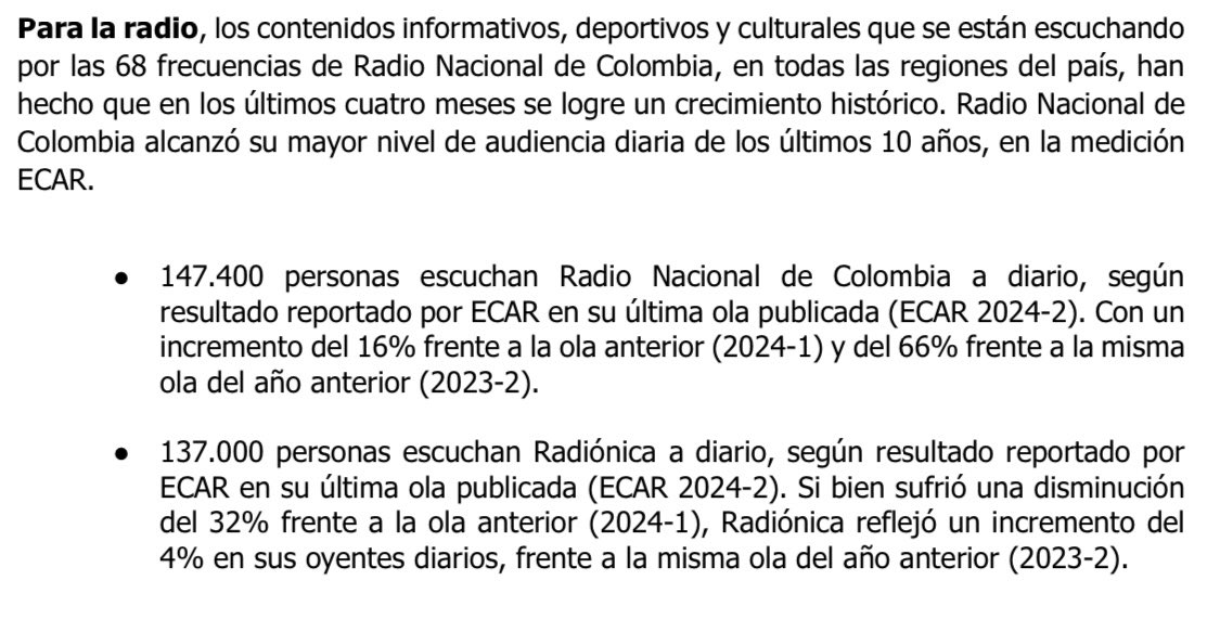 Andrés Forero CD #1️⃣0️⃣1️⃣ (@aforerom) on Twitter photo ¿Se justifica que en medio de la crisis fiscal el gobierno de <a href="/petrogustavo/">Gustavo Petro</a> se haya gastado $650 MM para transmitir los Juegos Olímpicos por radio cuando la audiencia no alcanza 150.000 personas diarias?
Costo comitiva de 11 personas: $402 MM
Derechos de transmisión: US 60.000 ¿Se justifica que en medio de la crisis fiscal el gobierno de <a href="/petrogustavo/">Gustavo Petro</a> se haya gastado $650 MM para transmitir los Juegos Olímpicos por radio cuando la audiencia no alcanza 150.000 personas diarias?
Costo comitiva de 11 personas: $402 MM
Derechos de transmisión: US 60.000