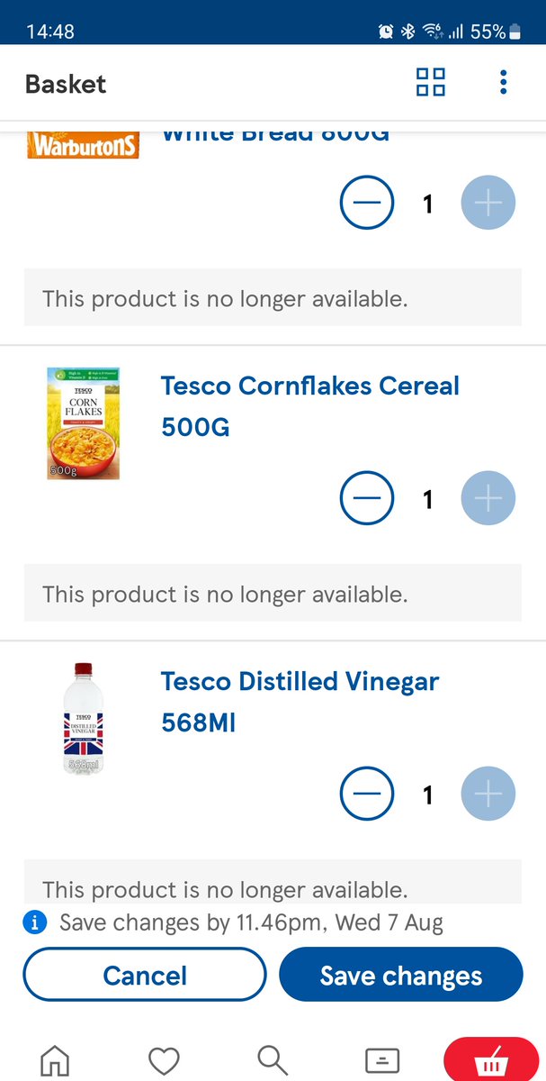 SDCripps's tweet photo. @Tesco Your website and app look like this right now. All your e-shelves are empty. https://t.co/Y5CRXIQZSc