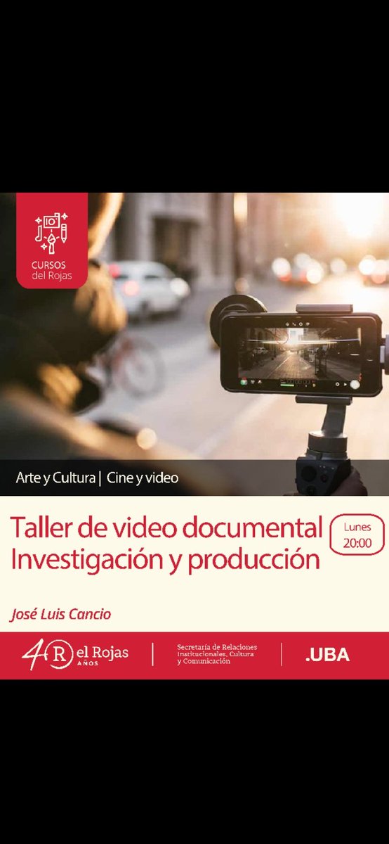 Comienzo un curso para realizar tu propio corto documental con el dispositivo que tengas a mano. Quedan algunas vacantes. Empieza pronto, en el <a href="/elrojasuba/">ElRojas</a> Toda la info en rojas.uba.ar #elrojasuba #documental
