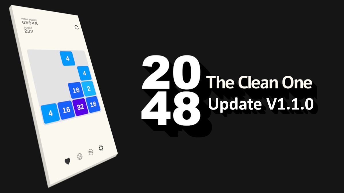TheGamerPirate's tweet photo. New Update!
2048: The Clean One V1.1.0 is now live📢

Added support for Android 14
Added Tersala link to the settings screen
Fixed the Remove Ads button https://t.co/RPe7VhGyIX